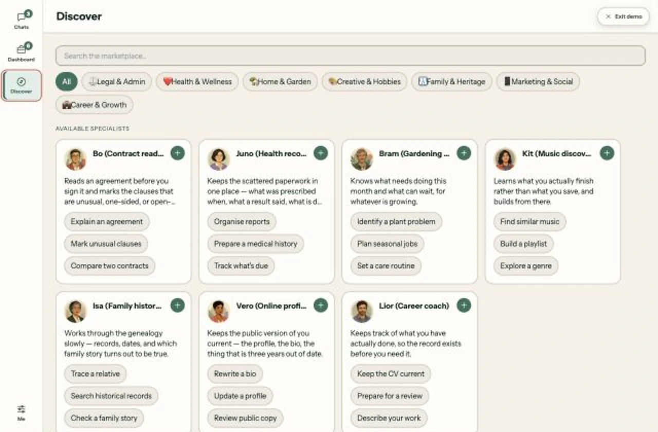 Core Team Discover screen showing agents